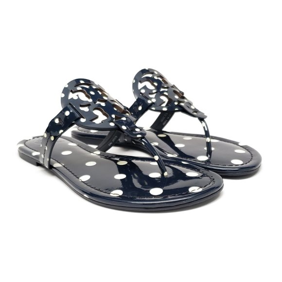 Tory Burch Miller Sandals in Classic Navy Dot - Picture 6 of 9